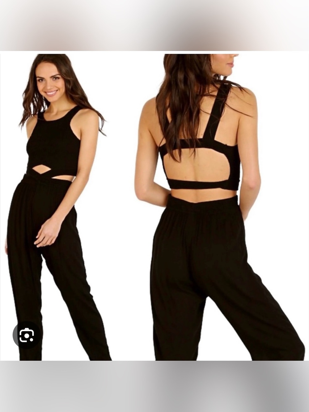 Indah Sima Black Cutout Jumpsuit - Women size small planet blue
